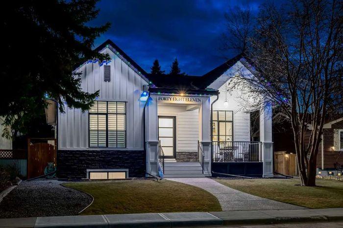 A calm, well-lit bungalow in the evening